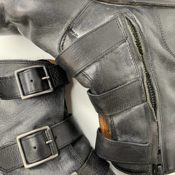 Frye Natalie Triple Buckle Ankle Short Boots Black Booties Womens 8 - Picture 10 of 16